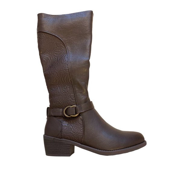 Easy Street Women’s Luella Tall Boot Brown Embossed 10M - Picture 9 of 9